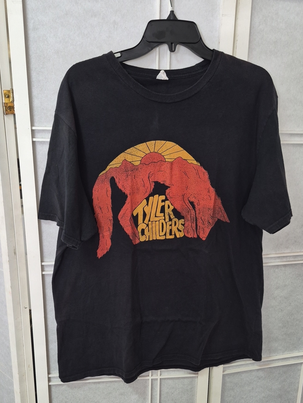 Black Short-Sleeve Graphic Tee - Red & Gold Print